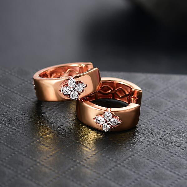 Shop Lc Luxuriant Lab Grown Diamond E-F VS 0.20 Ctw Hoop Earrings In 18K Vermeil Rose Gold Over Sterling Silver
