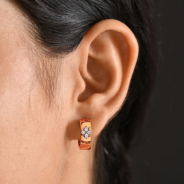 Shop Lc Luxuriant Lab Grown Diamond E-F VS 0.20 Ctw Hoop Earrings In 18K Vermeil Rose Gold Over Sterling Silver
