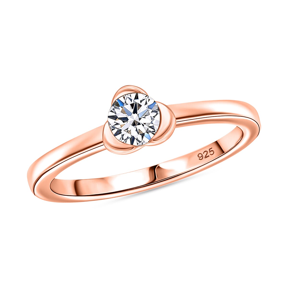shop lc Luxuriant Lab Grown Diamond E-F VS 0.25 ctw Solitaire Ring in 18K Vermeil Rose Gold Sterling Silver (Del. in 10-12 Days)