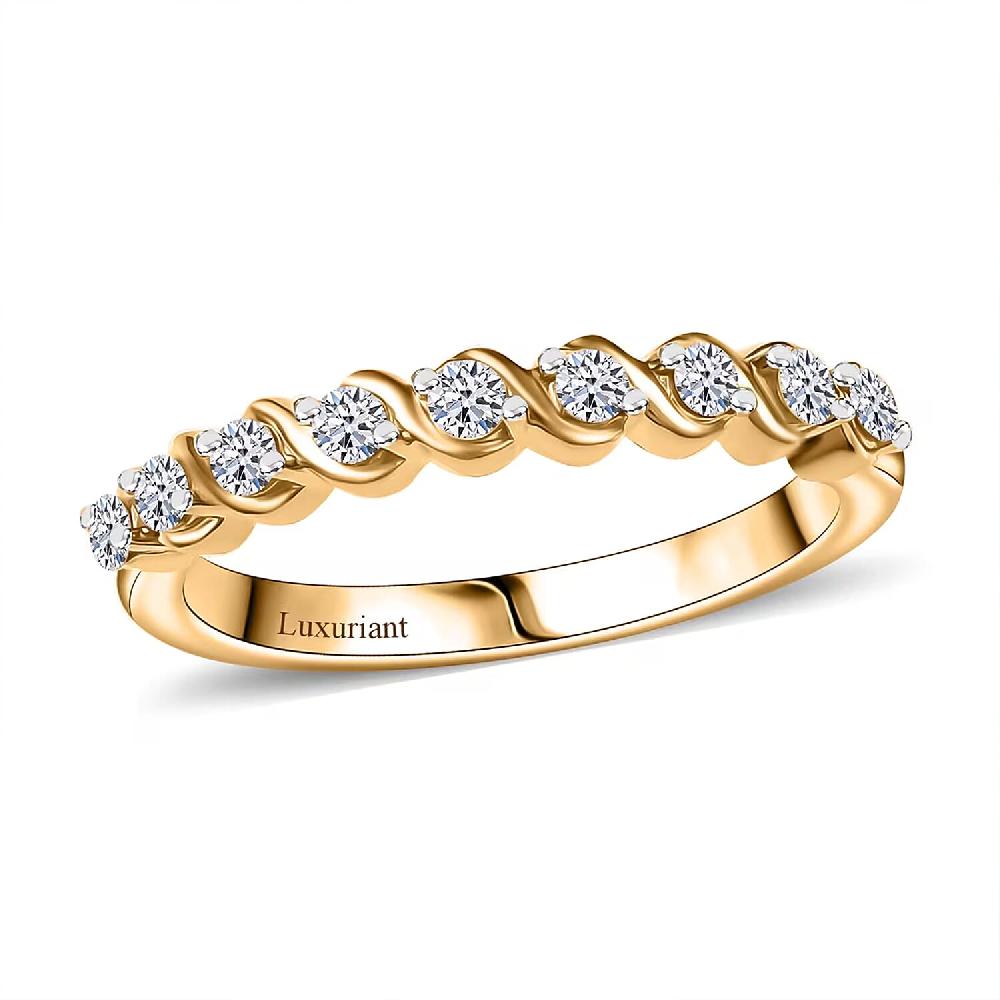 shop lc Luxuriant Lab Grown Diamond E-F VS 0.30 ctw Band Ring in 18K Vermeil Yellow Gold Over Sterling Silver