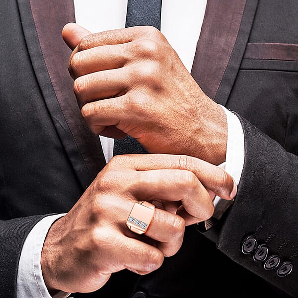 Shop Lc Luxuriant Lab Grown Diamond E-F VS 0.30 Ctw Men's Ring In 18K Vermeil Rose Gold Over Sterling Silver (Del. In 10-12 Days)