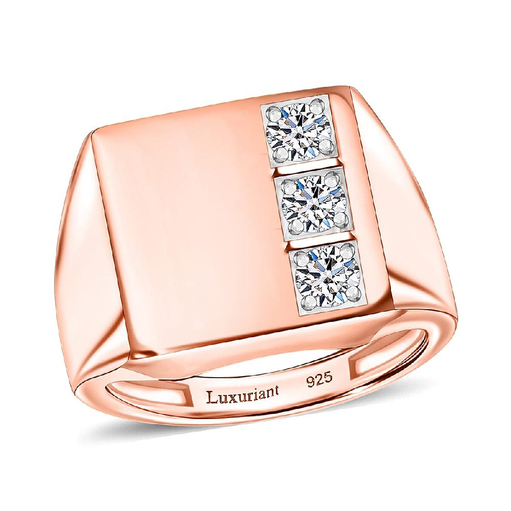 shop lc Luxuriant Lab Grown Diamond E-F VS 0.30 ctw Men's Ring in 18K Vermeil Rose Gold Over Sterling Silver (Del. in 10-12 Days)
