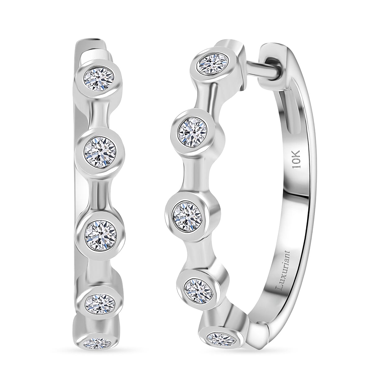 shop lc Luxuriant Lab Grown Diamond E-F VS 0.32 ctw Hoop Earrings in 10K White Gold (Del. in 10-12 Days)