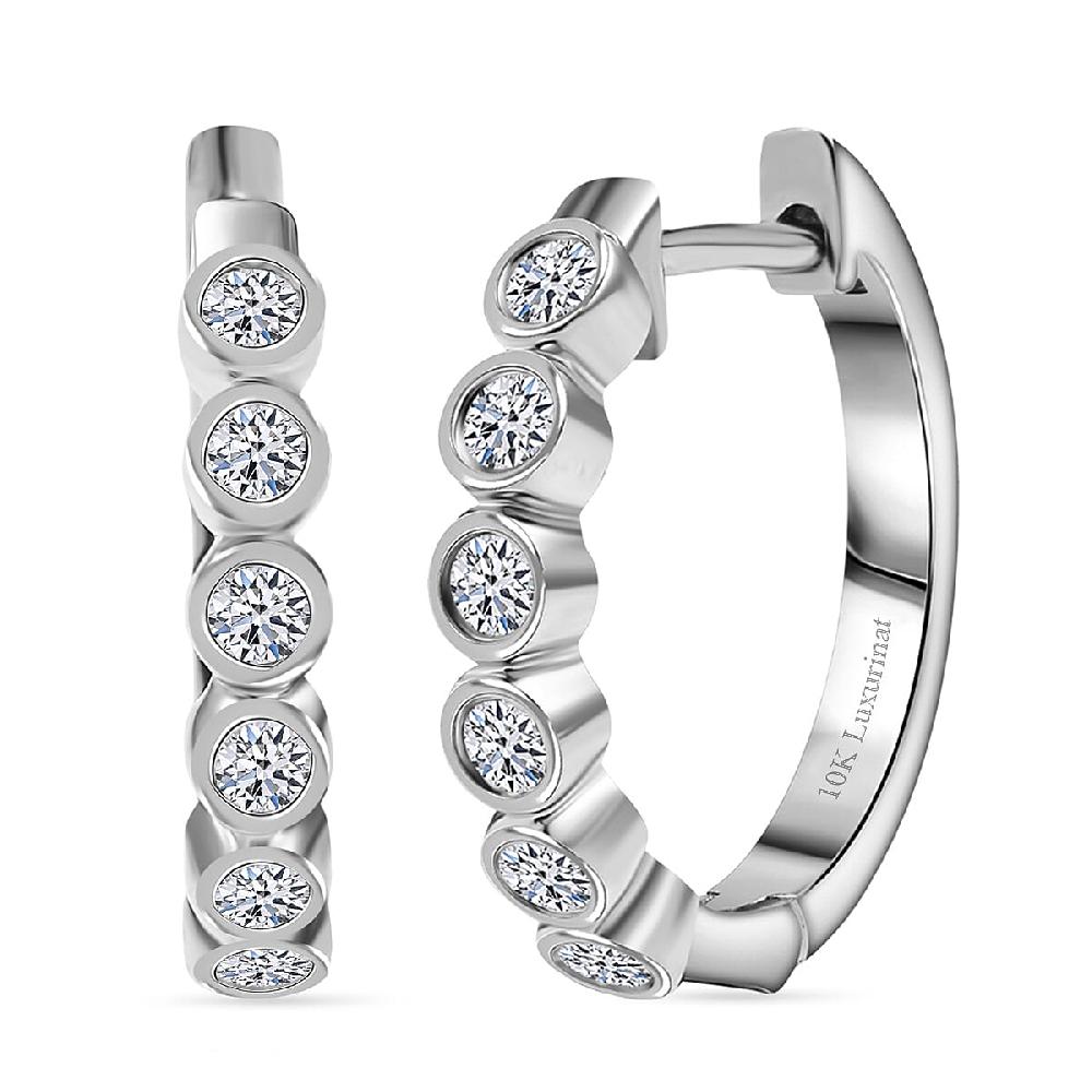 shop lc Luxuriant Lab Grown Diamond E-F VS 0.50 ctw Hoop Earrings in 10K White Gold (Del. in 10-12 Days)