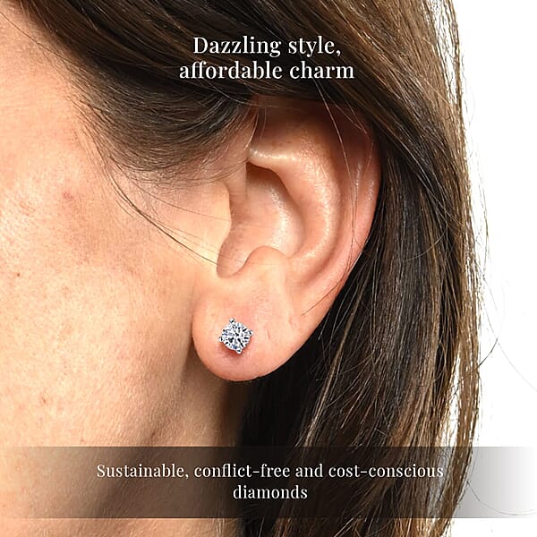 Shop Lc Luxuriant Lab Grown Diamond E-F VS 0.50 Ctw Solitaire Stud Earrings In 10K White Gold (Del. In 10-12 Days)