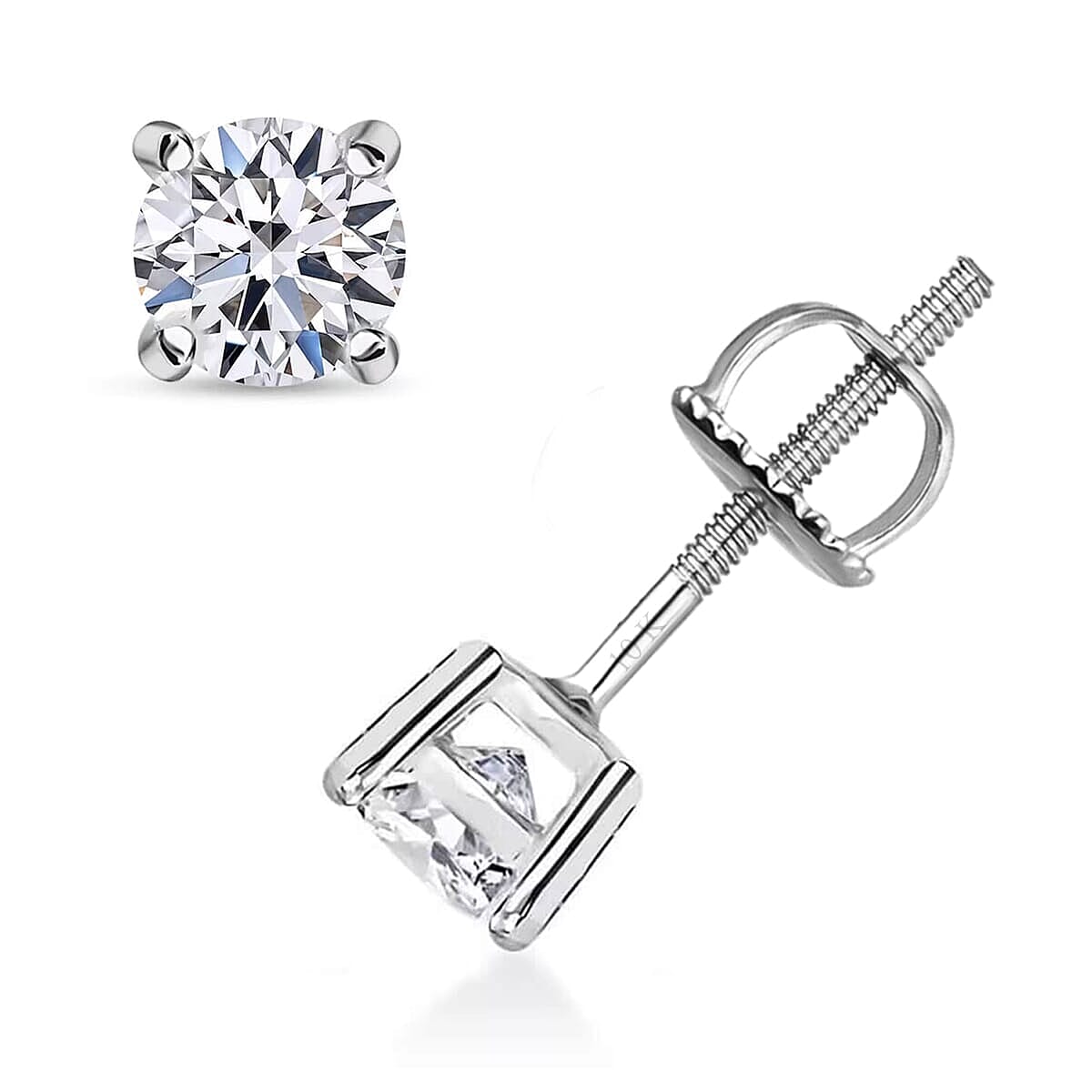 shop lc Luxuriant Lab Grown Diamond E-F VS 0.50 ctw Solitaire Stud Earrings in 10K White Gold (Del. in 10-12 Days)