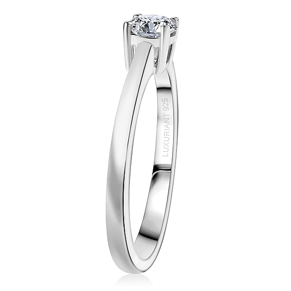 Shop Lc Luxuriant Lab Grown Diamond E-F VS 0.50 Ctw Solitaire Ring In Platinum Over Sterling Silver