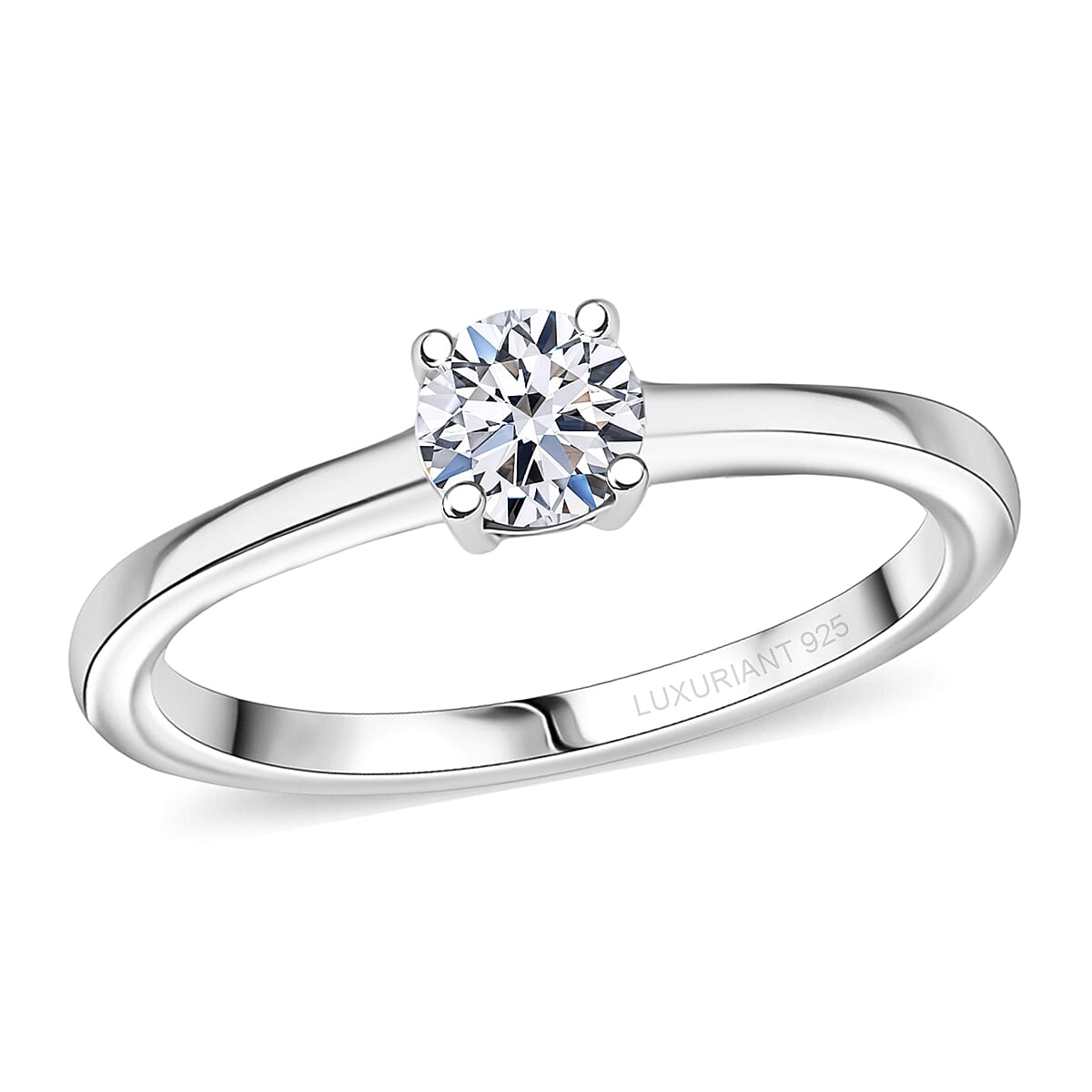 shop lc Luxuriant Lab Grown Diamond E-F VS 0.50 ctw Solitaire Ring in Platinum Over Sterling Silver