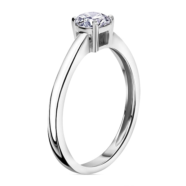 Shop Lc Luxuriant Lab Grown Diamond E-F VS 0.50 Ctw Solitaire Ring In Rhodium Over Sterling Silver