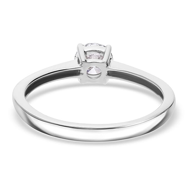 Shop Lc Luxuriant Lab Grown Diamond E-F VS 0.50 Ctw Solitaire Ring In Rhodium Over Sterling Silver