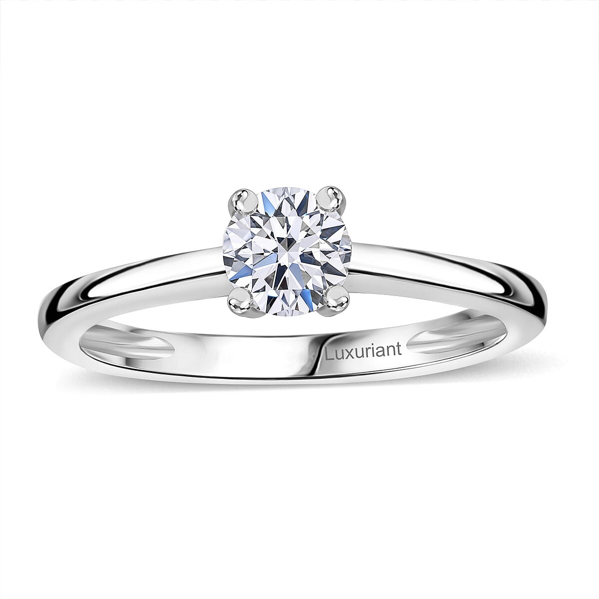 shop lc Luxuriant Lab Grown Diamond E-F VS 0.50 ctw Solitaire Ring in Rhodium Over Sterling Silver