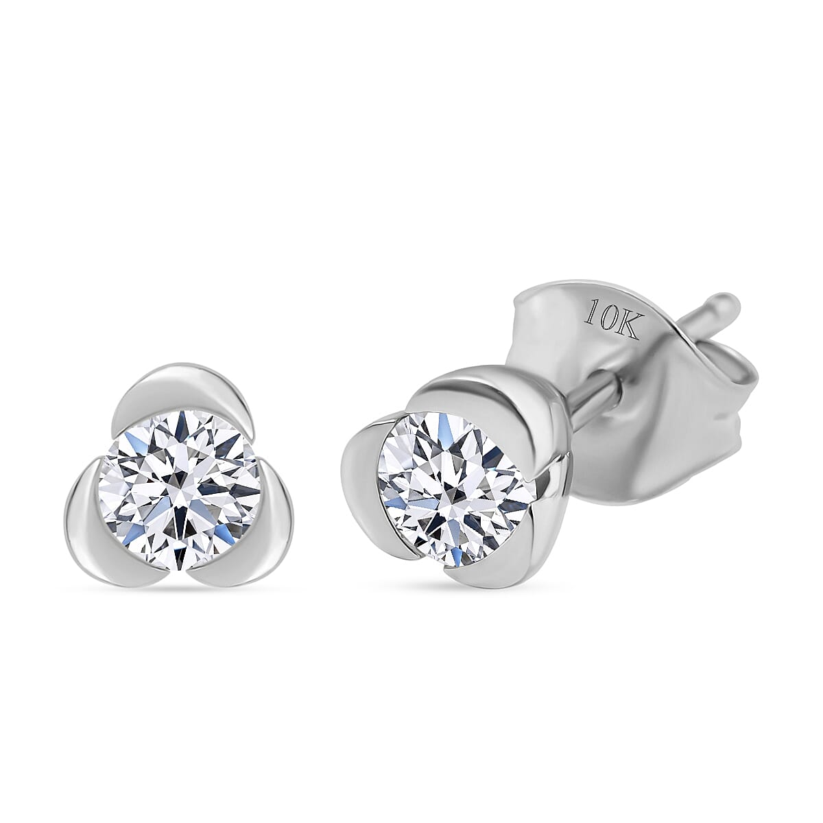 shop lc Luxuriant Lab Grown Diamond E-F VS 0.50 ctw Solitaire Stud Earrings in 10K White Gold (Del. in 10-12 Days)