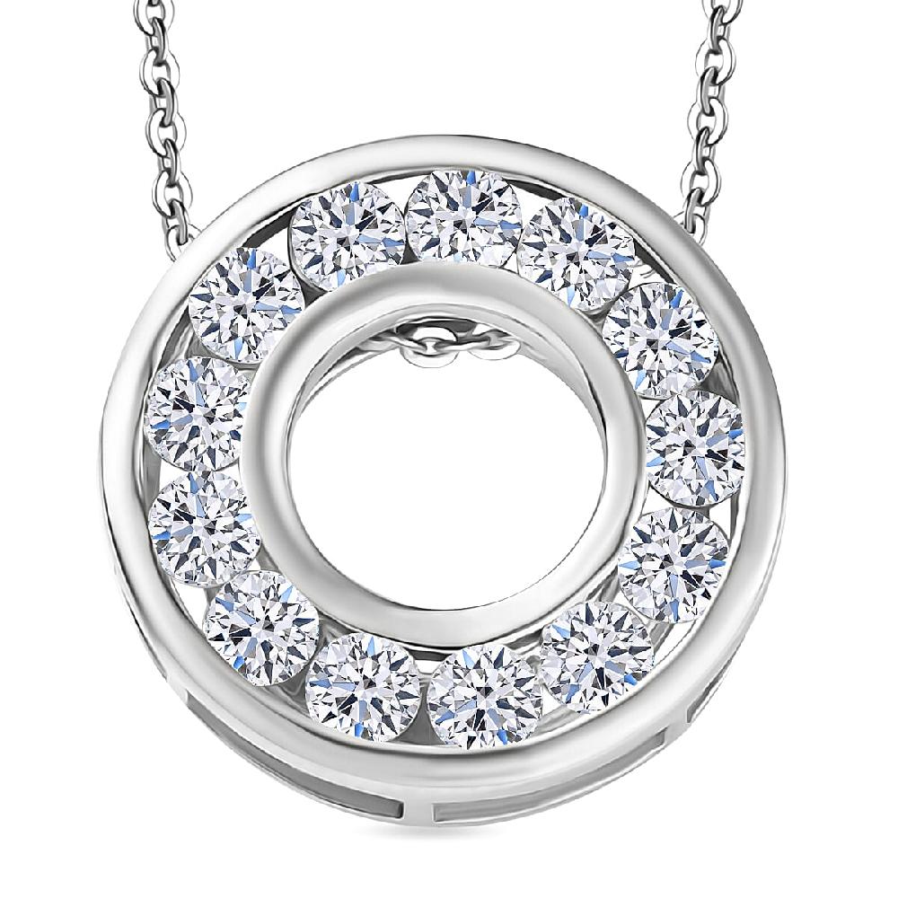 shop lc Luxuriant Lab Grown Diamond E-F VS 1.00 ctw Pendant Necklace 20 Inches in Rhodium Over Sterling Silver (Del. in 10-12 Days)