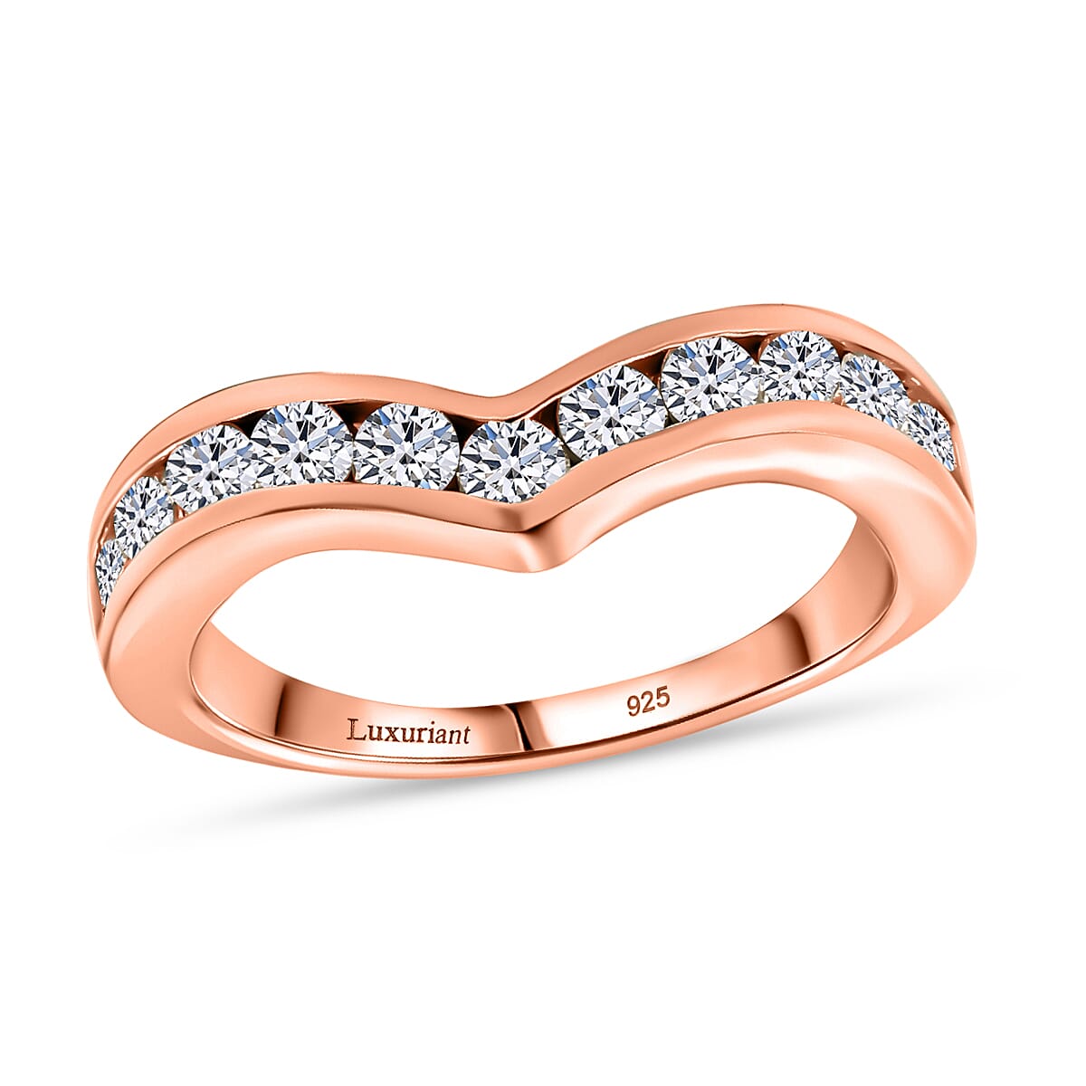 shop lc Luxuriant Lab Grown Diamond E-F VS 1.00 ctw Ring in 18K Vermeil Rose Gold Over Sterling Silver (Del. in 10-12 Days)
