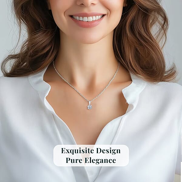 Shop Lc Luxuriant Lab Grown Diamond E-F VS 1.00 Ctw Solitaire Pendant Without Chain In 10K White Gold (Del. In 10-12 Days)