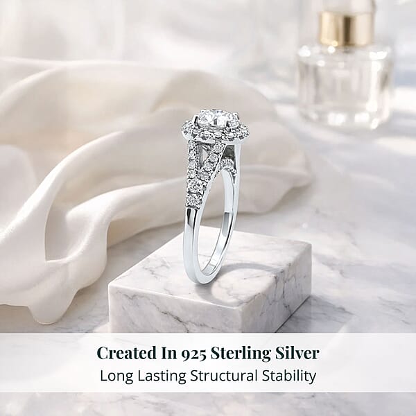 Shop Lc Luxuriant Lab Grown Diamond E-F VS 1.50 Ctw Ring In Rhodium Over Sterling Silver