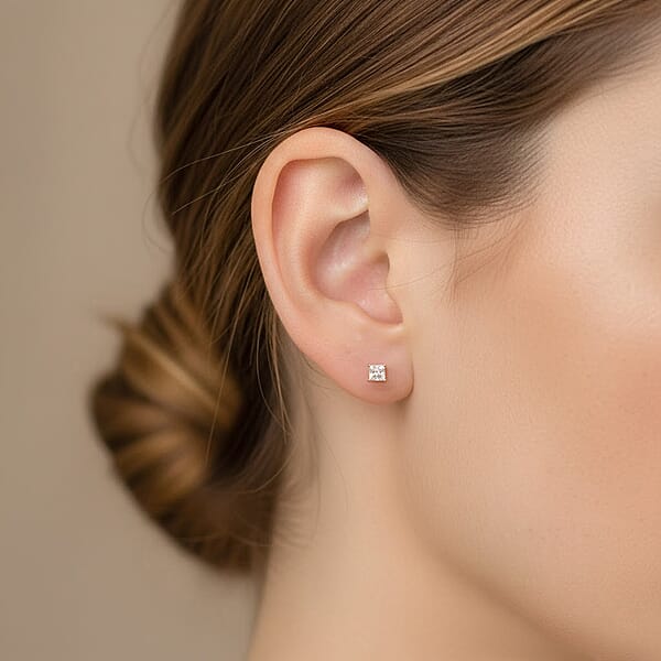 Shop Lc Luxuriant Lab Grown Diamond E-F VS 2.00 Ctw Solitaire Stud Earrings In 14K Yellow Gold