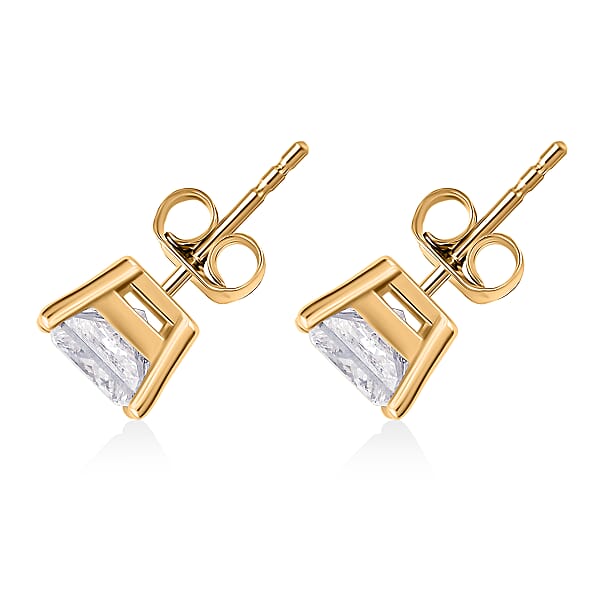 Shop Lc Luxuriant Lab Grown Diamond E-F VS 2.00 Ctw Solitaire Stud Earrings In 14K Yellow Gold