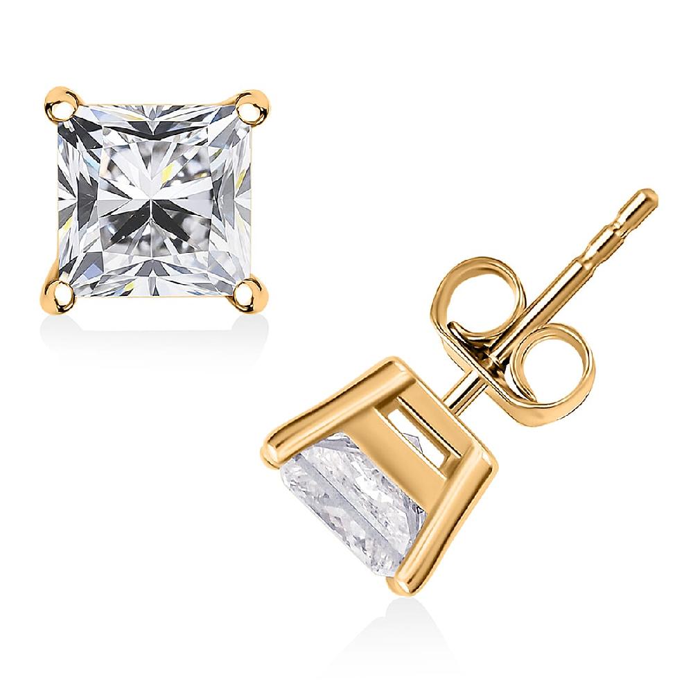 shop lc Luxuriant Lab Grown Diamond E-F VS 2.00 ctw Solitaire Stud Earrings in 14K Yellow Gold