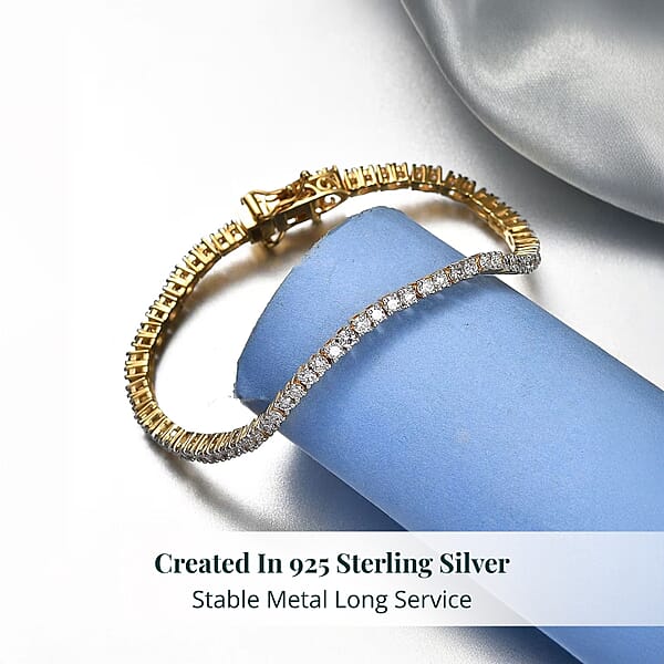 Shop Lc Luxuriant Lab Grown Diamond E-F VS 3.00 Ctw Bracelet In 18K Vermeil Yellow Gold Over Sterling Silver (6.50 In)