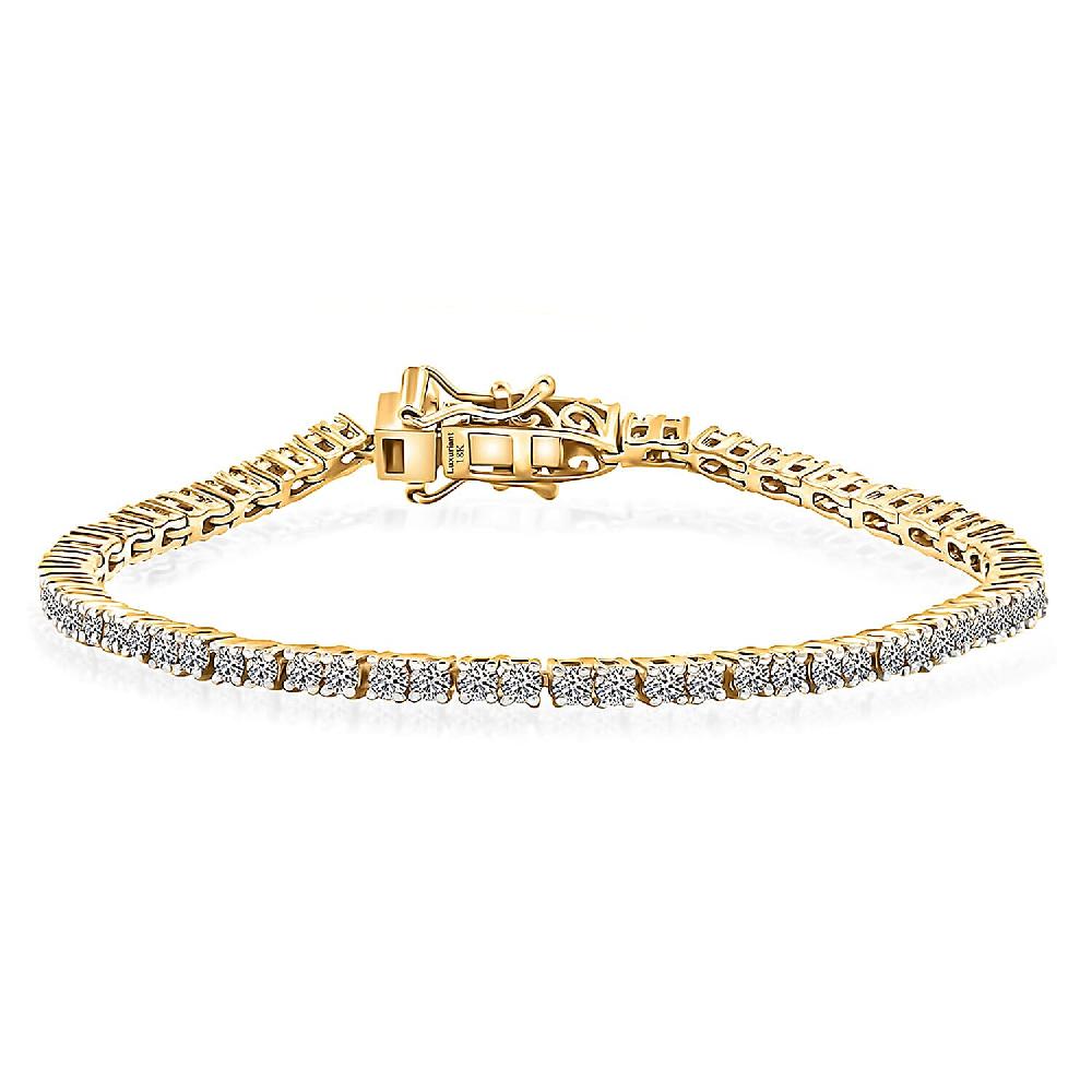 shop lc Luxuriant Lab Grown Diamond E-F VS 3.00 ctw Bracelet in 18K Vermeil Yellow Gold Over Sterling Silver (6.50 In) (Del. in 10-12 Days)