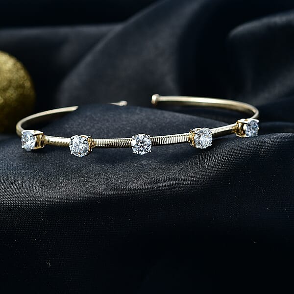 Shop Lc Luxuriant Lab Grown Diamond E-F VS 3.00 Ctw Cuff Bracelet In 10K Yellow Gold (7.25 In)
