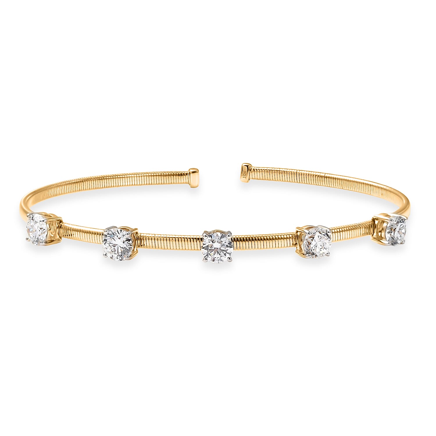 shop lc Luxuriant Lab Grown Diamond E-F VS 3.00 ctw Cuff Bracelet in 10K Yellow Gold (7.25 In)