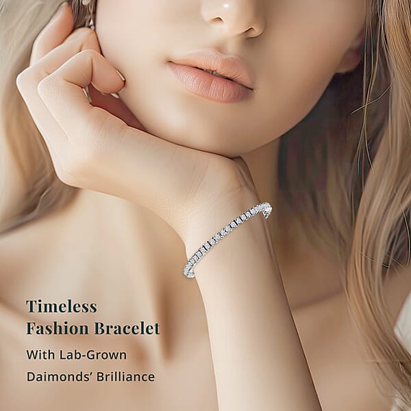 Shop Lc Luxuriant Lab Grown Diamond E-F VS 5.00 Ctw Cascade Bracelet In Rhodium Over Sterling Silver (6.50 In)