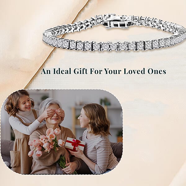 Shop Lc Luxuriant Lab Grown Diamond E-F VS 5.00 Ctw Cascade Bracelet In Rhodium Over Sterling Silver (6.50 In)