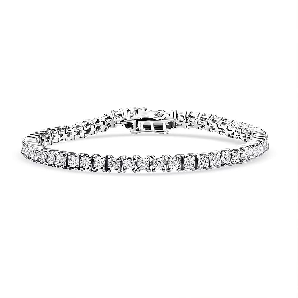 shop lc Luxuriant Lab Grown Diamond E-F VS 5.00 ctw Cascade Bracelet in Rhodium Over Sterling Silver (6.50 In)