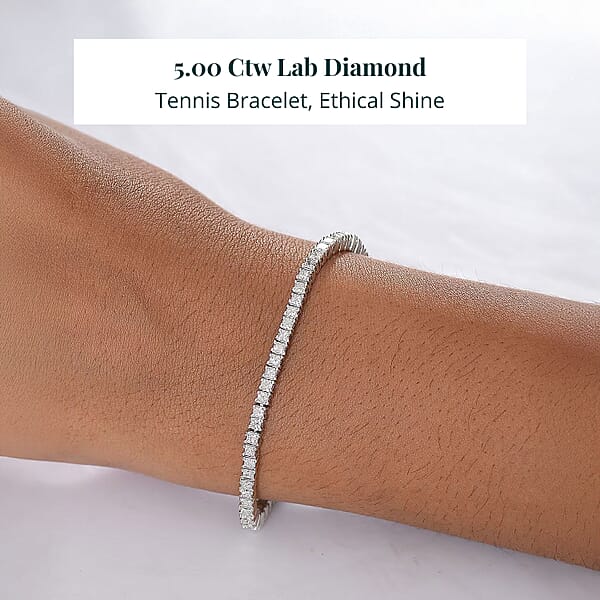 Shop Lc Luxuriant Lab Grown Diamond E-F VS 5.00 Ctw Classic Tennis Bracelet In Rhodium Over Sterling Silver (6.50 In)
