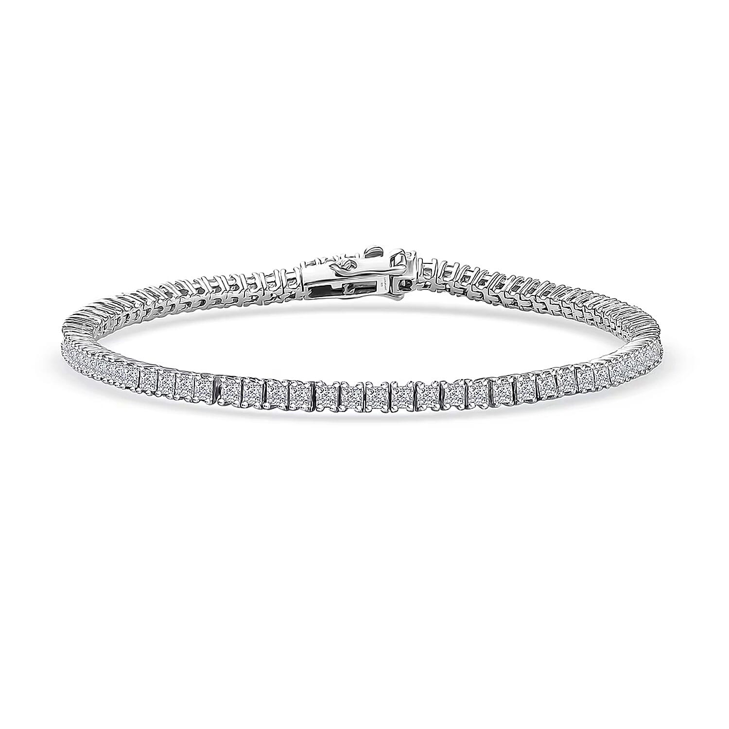 shop lc Luxuriant Lab Grown Diamond E-F VS 5.00 ctw Classic Tennis Bracelet in Rhodium Over Sterling Silver (6.50 In)