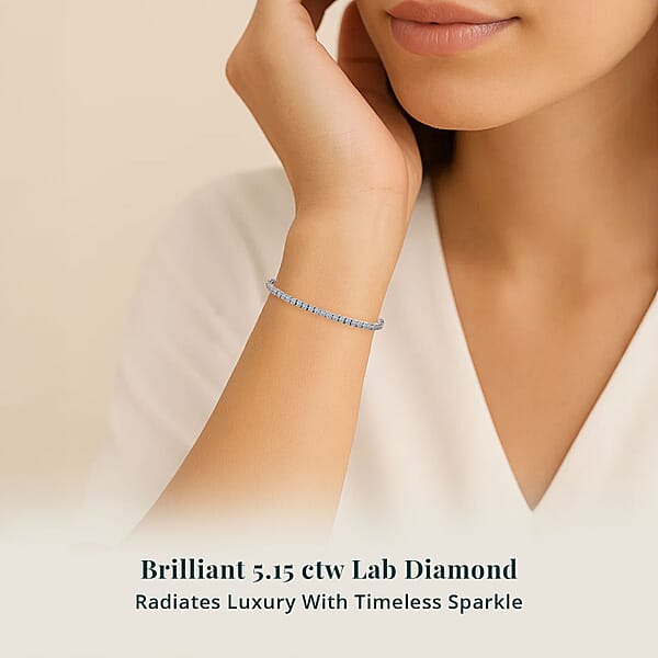 Shop Lc Luxuriant Lab Grown Diamond E-F VS 5.15 Ctw Tennis Bracelet In 950 Palladium And 10K White Gold (6.50 In)