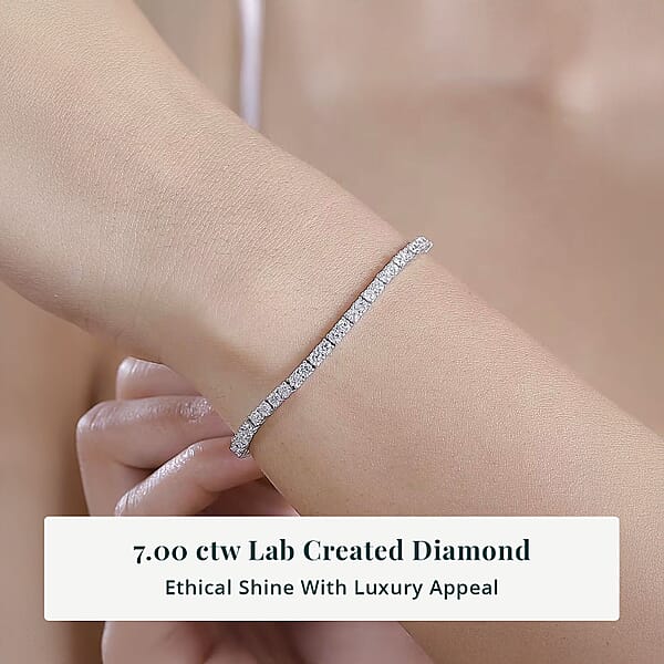 Shop Lc Luxuriant Lab Grown Diamond E-F VS 7.00 Ctw Tennis Bracelet In Rhodium Over Sterling Silver (6.50 In)