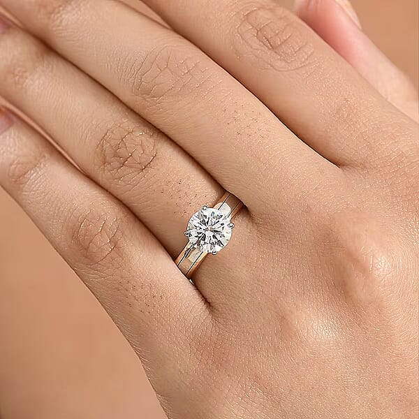 Shop Lc Luxuriant Lab Grown Diamond (E-F VS) Ring In 10K Rose Gold And 950 Platinum 2.00 Ctw