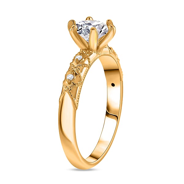 Shop Lc Luxuriant Lab Grown Diamond (E-F VS) Ring In 24K Yellow Gold 1.10 Ctw