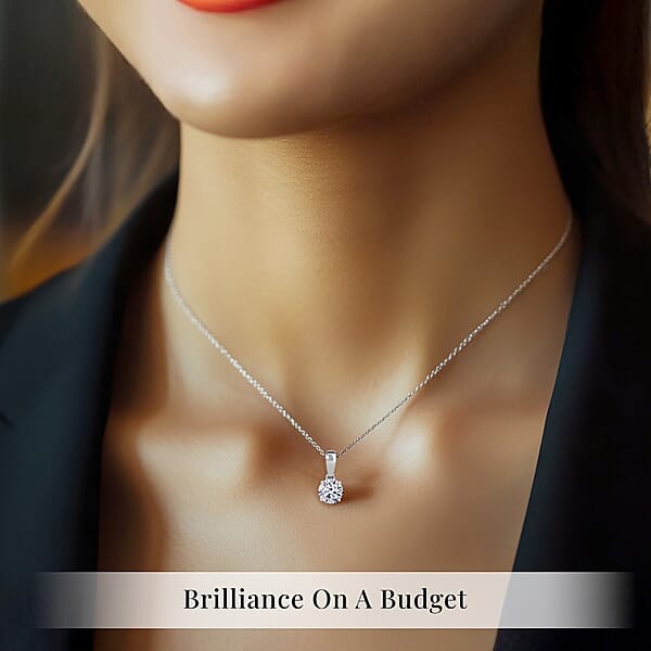 Shop Lc Luxuriant Lab Grown Diamond E-F VS Solitaire 0.50 Ctw Pendant Necklace In Rhodium Over Sterling Silver 20 Inches