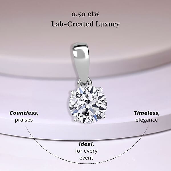 Shop Lc Luxuriant Lab Grown Diamond E-F VS Solitaire 0.50 Ctw Pendant Necklace In Rhodium Over Sterling Silver 20 Inches