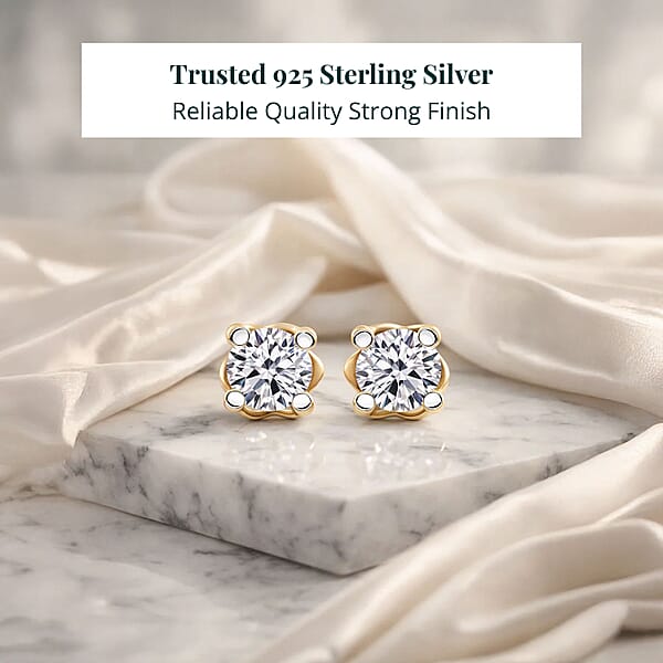 Shop Lc Luxuriant Lab Grown Diamond Earrings In 18K Vermeil YG Over Sterling Silver 0.50 Ctw