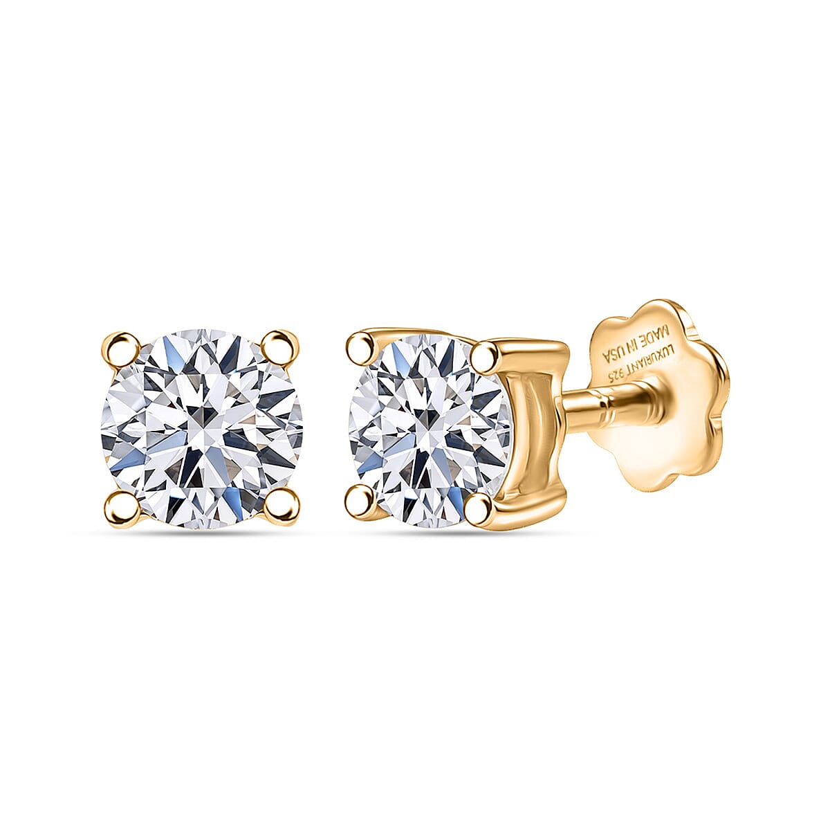 shop lc Luxuriant Lab Grown Diamond Earrings in 18K Vermeil YG Over Sterling Silver 0.50 ctw