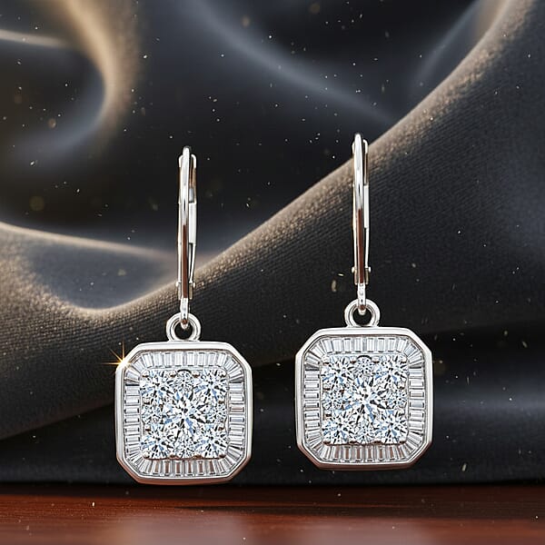 Shop Lc Luxuriant Lab Grown Diamond Earrings In Rhodium Over Sterling Silver 2.00 Ctw