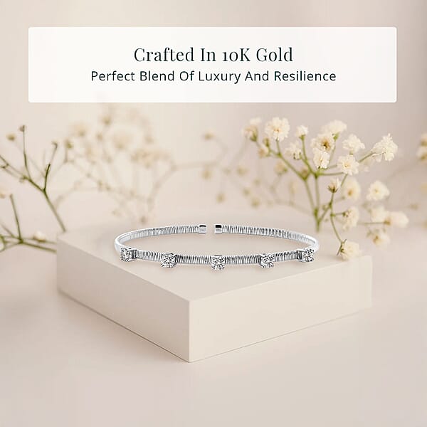 Shop Lc Luxuriant Lab Grown Diamond EF-VS 1.25 Ctw Coiled Spring Cuff Bracelet In 10K White Gold (7.25 In)