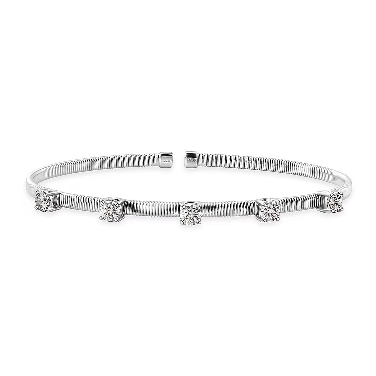shop lc Luxuriant Lab Grown Diamond EF-VS 1.25 ctw Coiled Spring Cuff Bracelet in 10K White Gold (7.25 In)