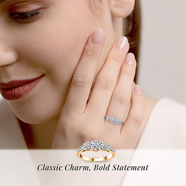 Shop Lc Luxuriant Lab Grown Diamond F-G VS Ring In Vermeil Yellow Gold Over Sterling Silver 1.50 Ctw