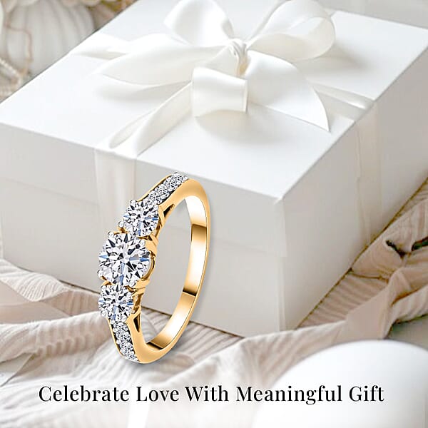 Shop Lc Luxuriant Lab Grown Diamond F-G VS Ring In Vermeil Yellow Gold Over Sterling Silver 1.50 Ctw