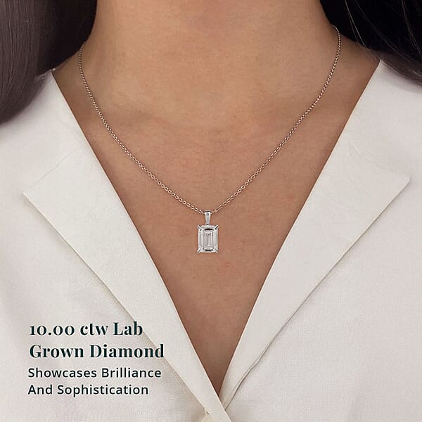 Shop Lc Luxuriant Lab Grown Diamond F VS2 10.00 Ctw Pendant Without Chain In Rhodium Over Sterling Silver