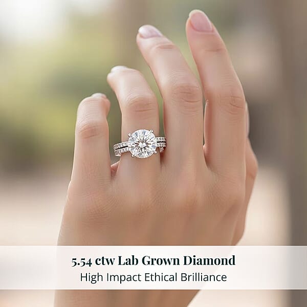 Shop Lc Luxuriant Lab Grown Diamond F VS2 5.54 Ctw Ring In 14K White Gold 5.50 Grams