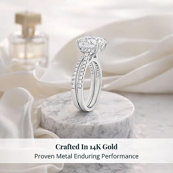 Shop Lc Luxuriant Lab Grown Diamond F VS2 5.54 Ctw Ring In 14K White Gold 5.50 Grams