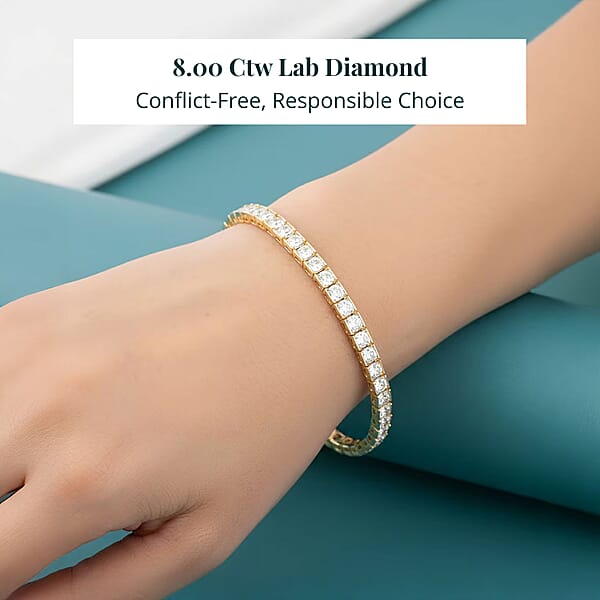 Shop Lc Luxuriant Lab Grown Diamond F VVS2 8.00 Ctw Bracelet In 14K Yellow Gold (7.25 In) 12.35 Grams