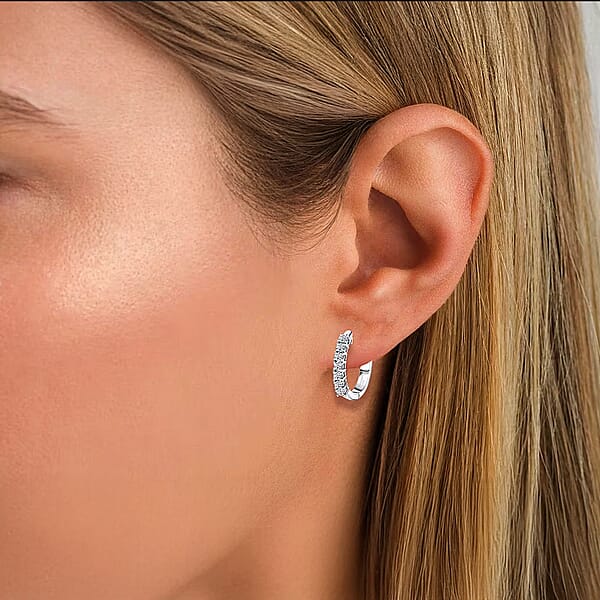 Shop Lc Luxuriant Lab Grown Diamond G-H I1 0.55 Ctw Hoop Earrings In Rhodium Over Sterling Silver (Del. In 12-15 Days)